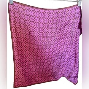 Coach Purple Logo Print Silk Scarf